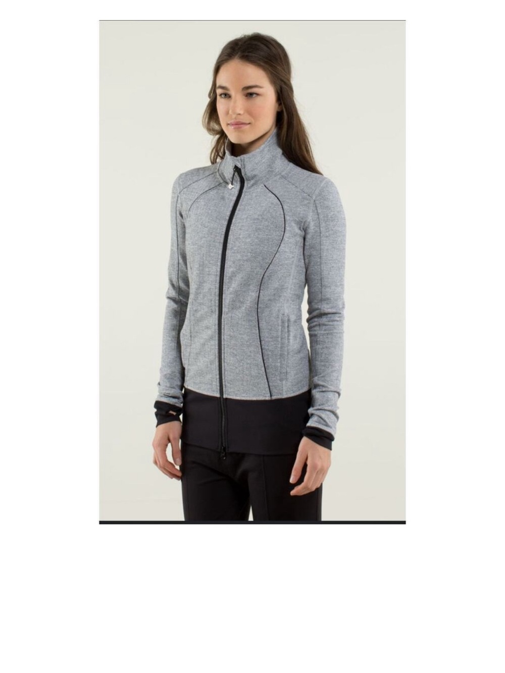 Lululemon Nice Asana Scuba Style Jacket Gray Black Herringbone - Women’s 4